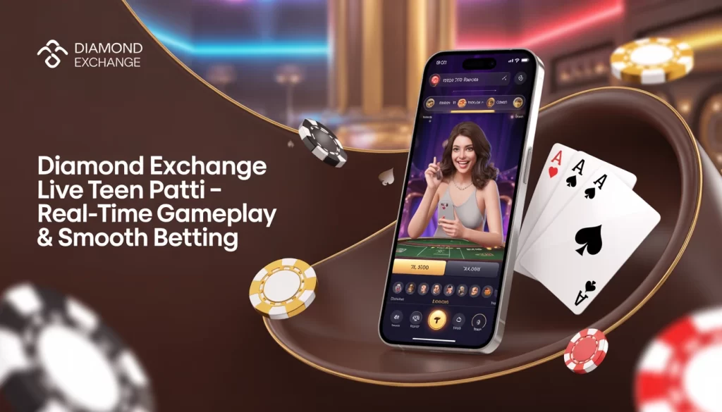 Diamond Exchange Live Teen Patti app with real-time gameplay, cards, chips, and smooth betting interface
