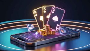Diamond Exchange Teen Patti online card game with three cards and casino chips on a modern real money casino betting platform.