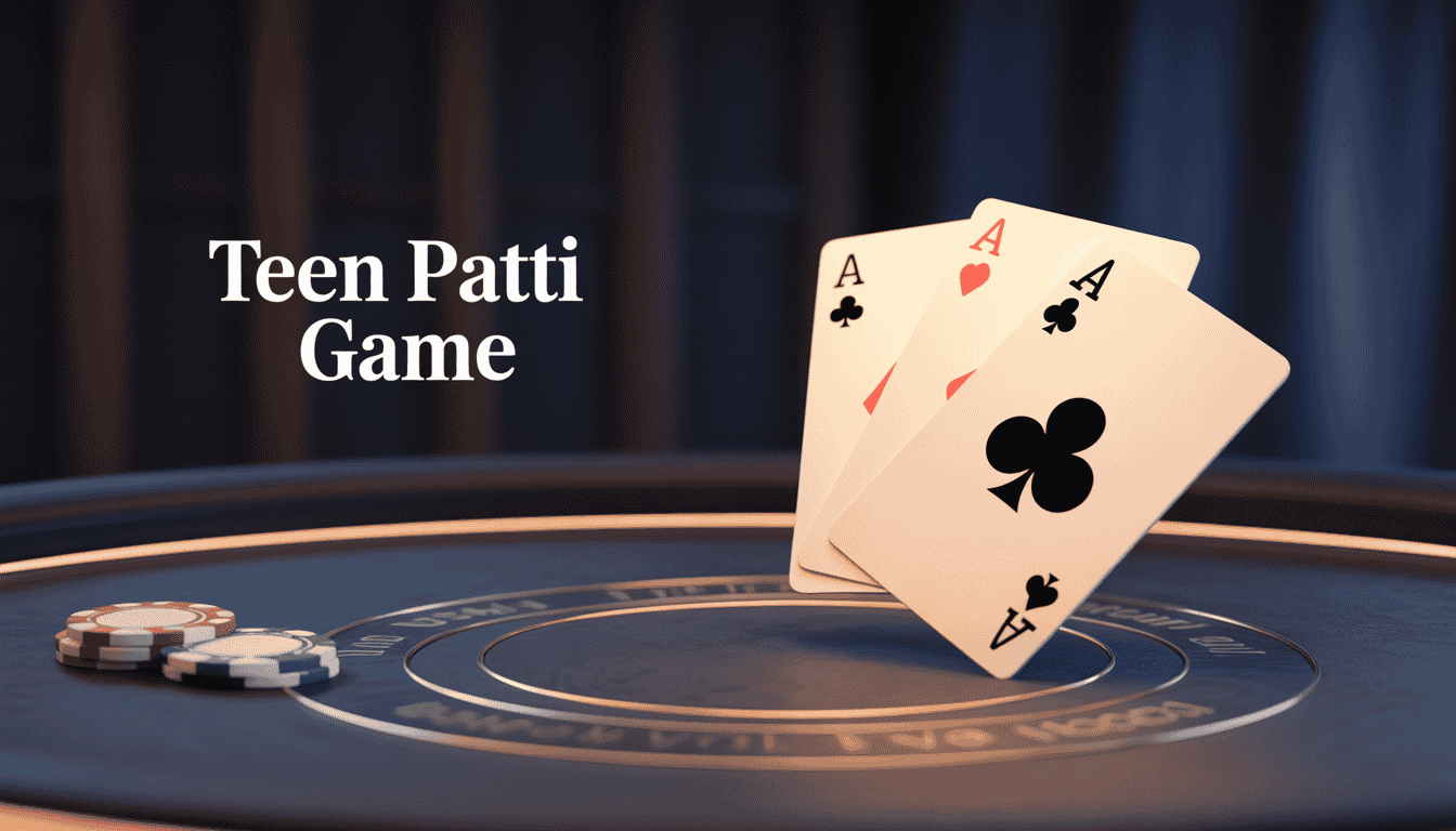 "Teen Patti game promo with aces and chips, Diamond Exchange style card play excitement."