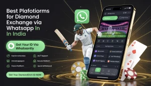 Best platforms for Diamond Exchange via WhatsApp in India showing diamondexch ID, live betting dashboard, IPL cricket, online casino, secure fast withdrawal and WhatsApp ID activation interface