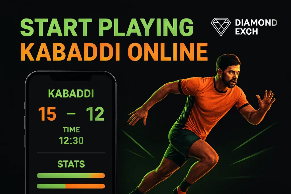 Beginner playing kabaddi game online on mobile with live match stats and modern interface on DiamondExch