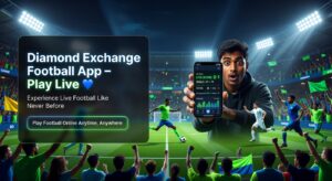 User using mobile app to watch live football match with real-time score and stats on Diamond Exchange football app