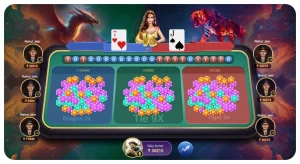 Modern Diamond Exchange Dragon vs Tiger game interface showing a live female dealer, glowing dragon and tiger visuals, playing cards on table, and real-time casino gameplay experience online.